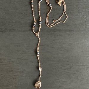 Kendra Scott Adjustable Y-Necklace in Rose Gold.